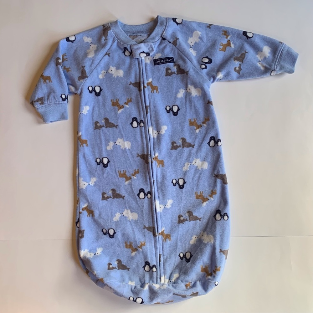 Child of Mine Blue Animal Print Onesie 9 Months